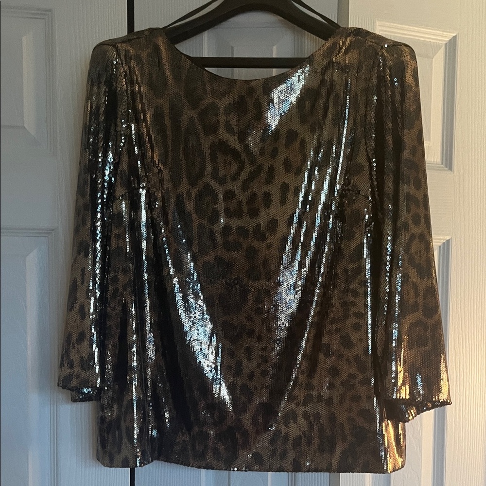 Michael Kors Metallic Leopard Print Blouse